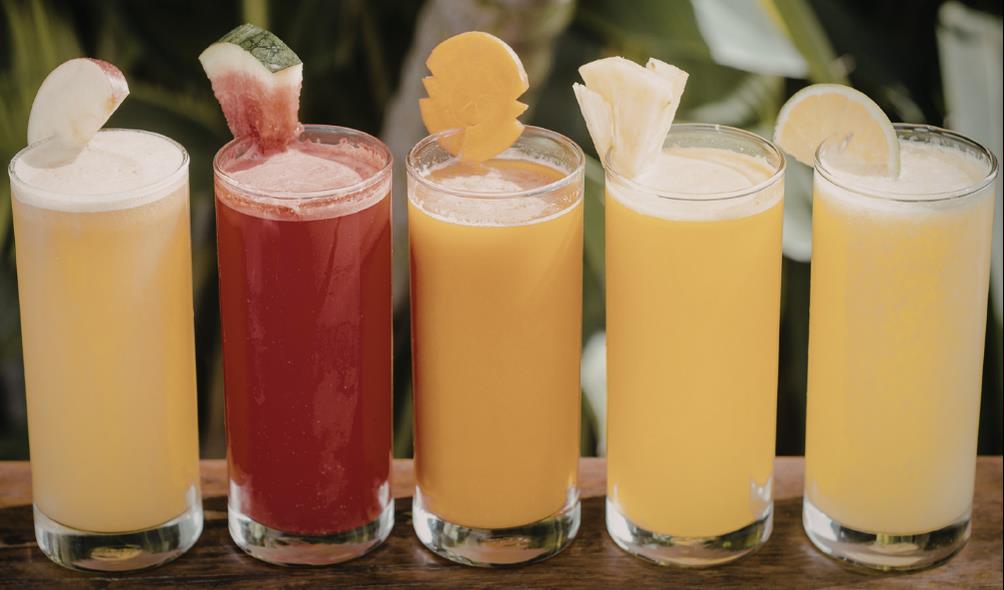 Healthy meals with tropical fruits 